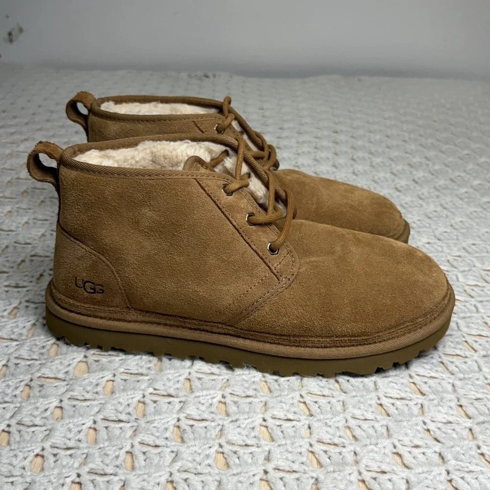 UGG Boots Neumen Chukka Mens 10 Chestnut‎ Brown Lace Up Casual Ankle Top SN 3236